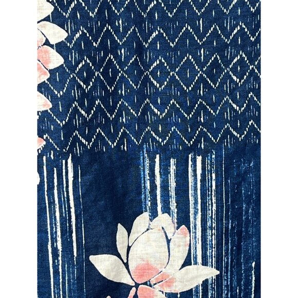 J Jill Pure Jill Linen Sleeveless Floral Blouse Navy Blue Lightweight Top XS - Picture 7 of 8